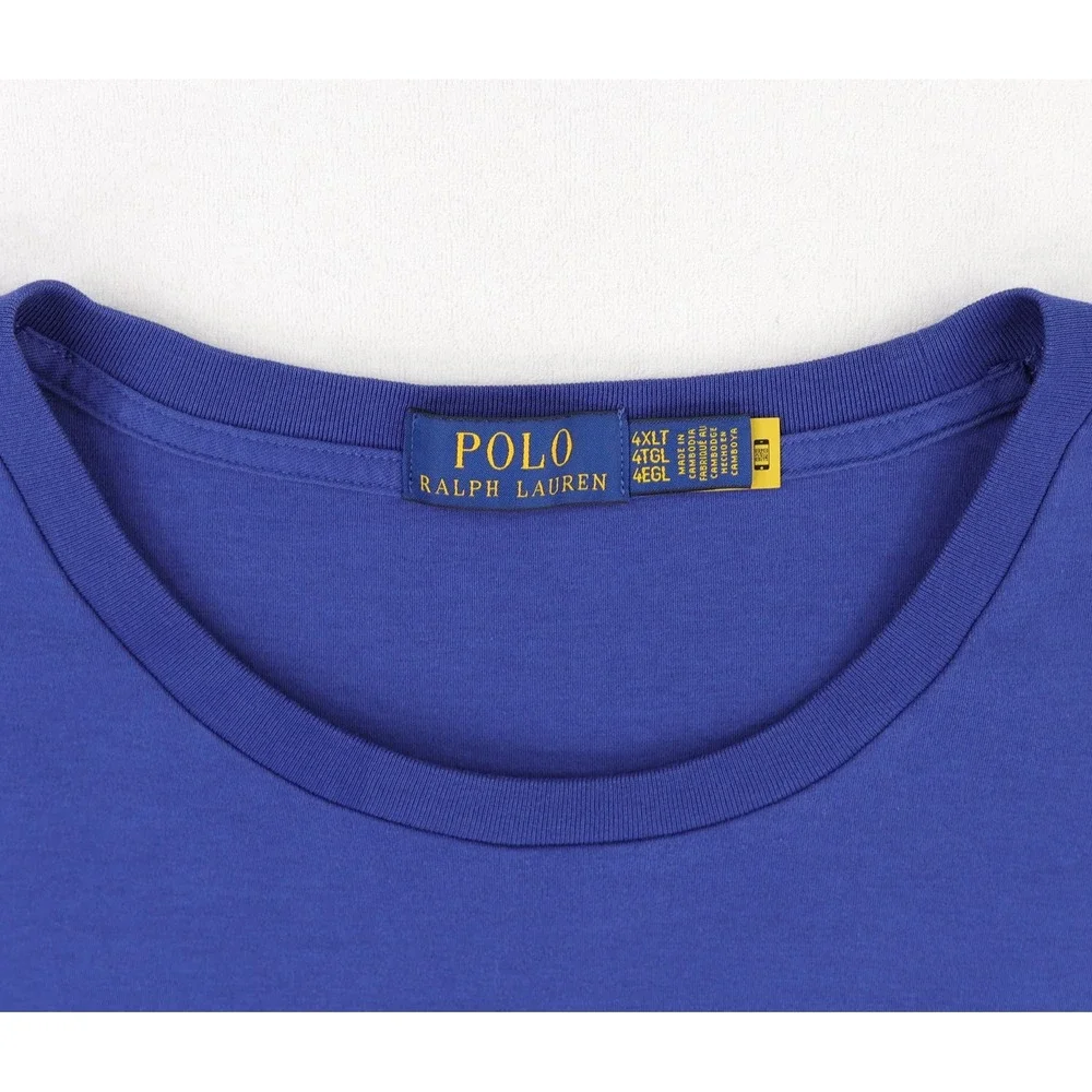 Polo Ralph Lauren T-Shirt Mens 4XLT Blue Short Sleeve Pony Logo Cotton